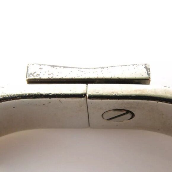 Auth HERMES Clic Clac Bangle Bracelet Silver/Orange Metal/Enamel - Picture 4 of 8